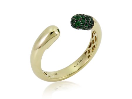 Tube, 14K Yellow Gold + Tsavorite Ring Cheap