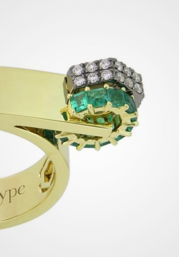 Beau, 14K Yellow Gold, Emerald + Diamond Ring on Sale