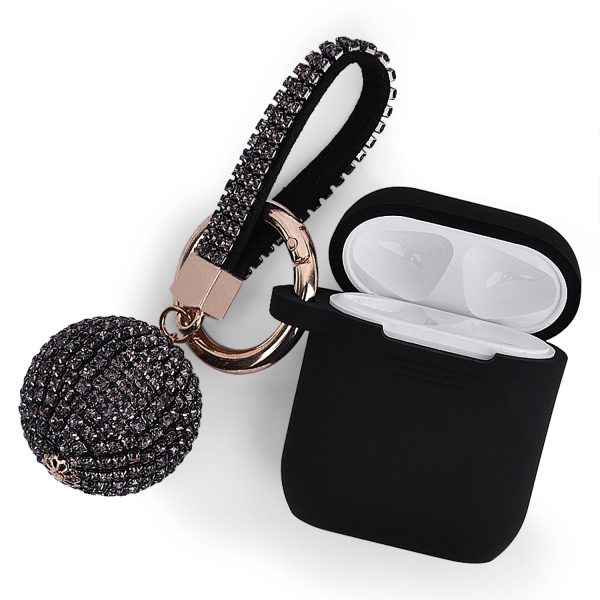 Fashion Case Protector With Decorative Bling Strap and Ball Compatible For Use With Apple AirPods® Fashion