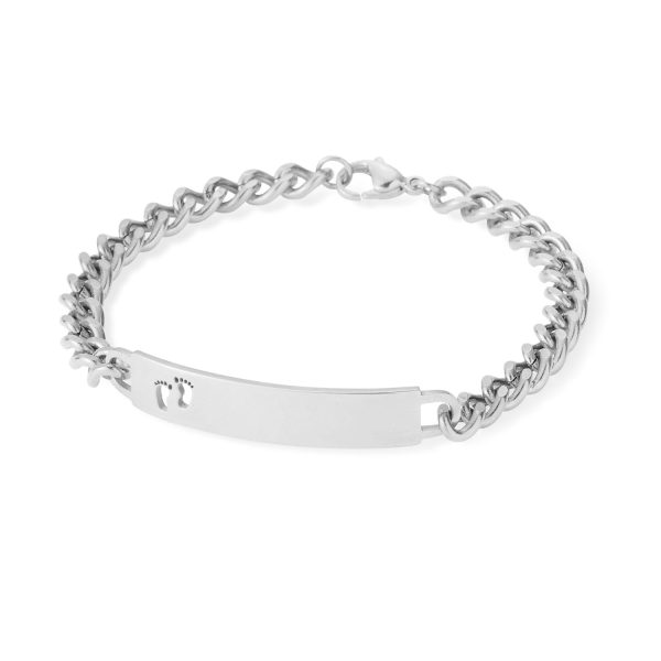 Ladies ID Bracelet with Pierced Footprints Cutout Online Sale