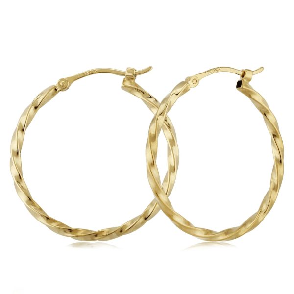 14k Gold 1.8x24mm Twisted Tube Earrings Online now