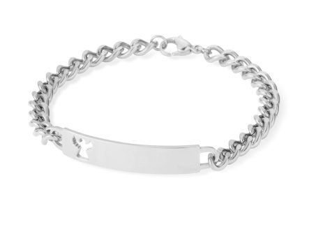 Ladies ID Bracelet with Pierced Angel Cutout on Sale