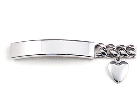 Ladies’ ID Bracelet with Plaque and Heart Charm For Sale