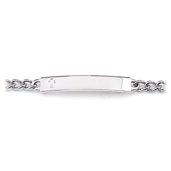 Children’s ID Bracelet with Cut Out Cross Plaque For Cheap