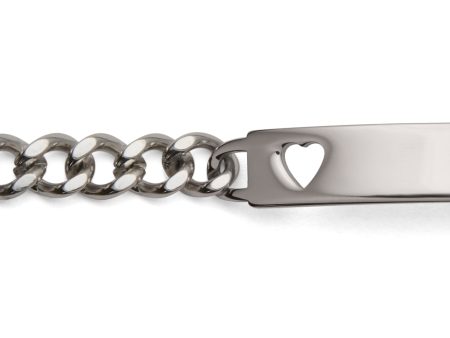 Ladies’ ID Bracelet with Heart Cut Out Plaque For Discount