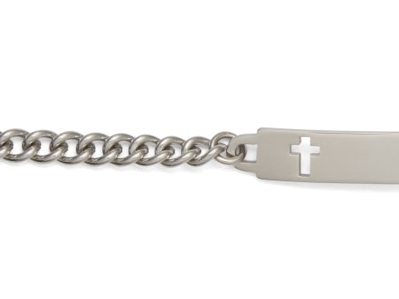 Children’s ID Bracelet with Cut Out Cross Plaque For Cheap