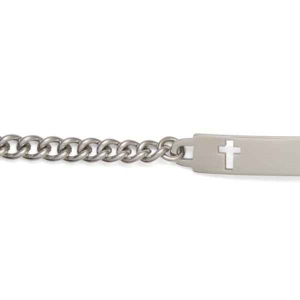 Children’s ID Bracelet with Cut Out Cross Plaque For Cheap