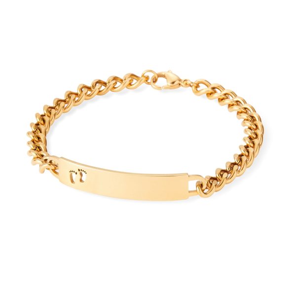 Ladies ID Bracelet with Pierced Footprints Cutout Online Sale