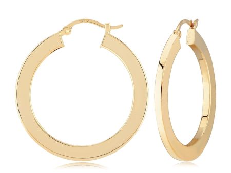 14k Gold 30mm Flat Hoop Earrings Discount