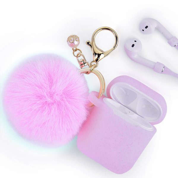 Fashion Case Protector With Decorative Pom Pom Fur Ball Compatible For Use With Apple AirPods® Online Sale