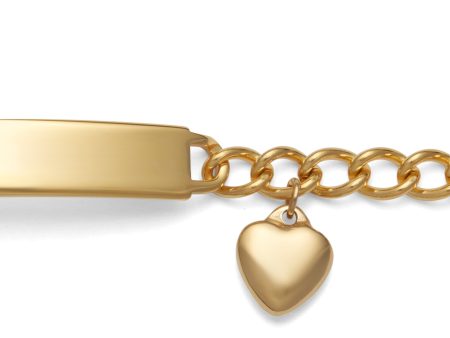 Ladies’ ID Bracelet with Heart Cut Out Plaque and Heart Charm on Sale