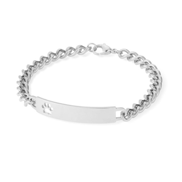 Ladies ID Bracelet with Pierced Paw Print Cutout For Sale